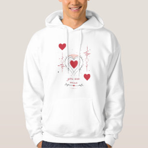 You Are Mine Minimalist Heart Line Art Hoodie