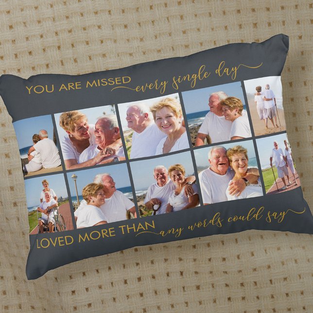 You are Missed 10 Picture Collage Grey Memorial Accent Pillow (Creator Uploaded)