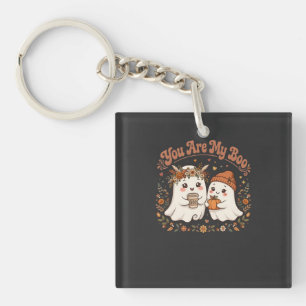 You Are My Boo Cute Ghost Couple Pumpkin Coffee Keychain