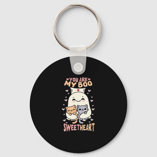 You are my boo Sweetheart Halloween cute ghost Nur Keychain (Front)