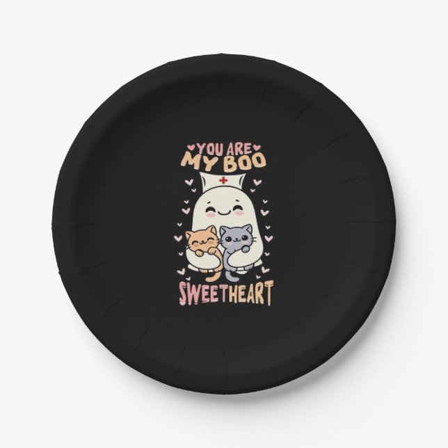 You are my boo Sweetheart Halloween cute ghost Nur Paper Plate (Front)