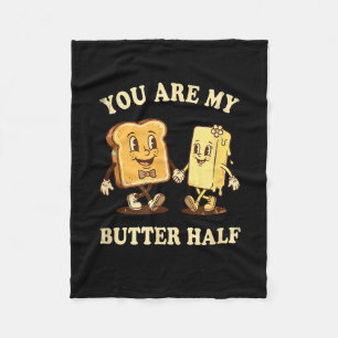 You Are My Butter Half Retro Toast Bread Couple Va Fleece Blanket