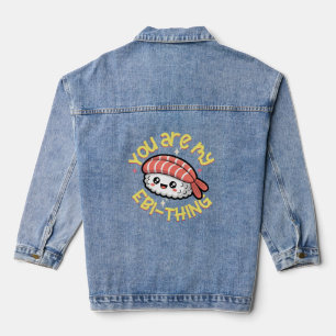 You are my Ebi-thing yellow text Sushi Denim Jacket