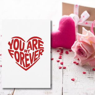You Are My Forever, Red Heart, Simple, Minimalist Holiday Postcard