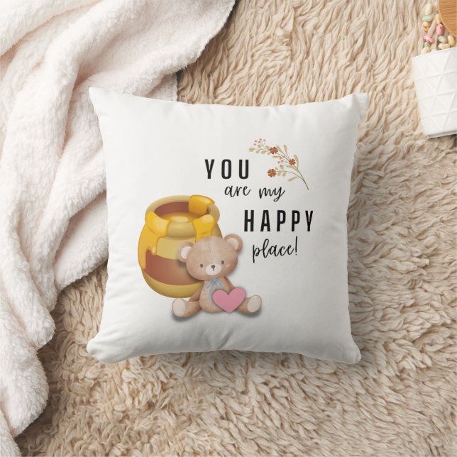 "You are my happy place!" Throw Pillow (Blanket)
