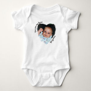 You are my heart . . Personal Heart Shaped Photo Baby Bodysuit