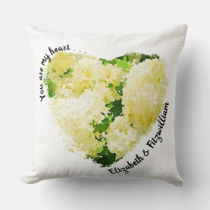 You are my heart Personalized Hydrangeas Wedding Throw Pillow