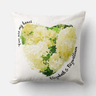 You are my heart Personalized Hydrangeas Wedding Throw Pillow