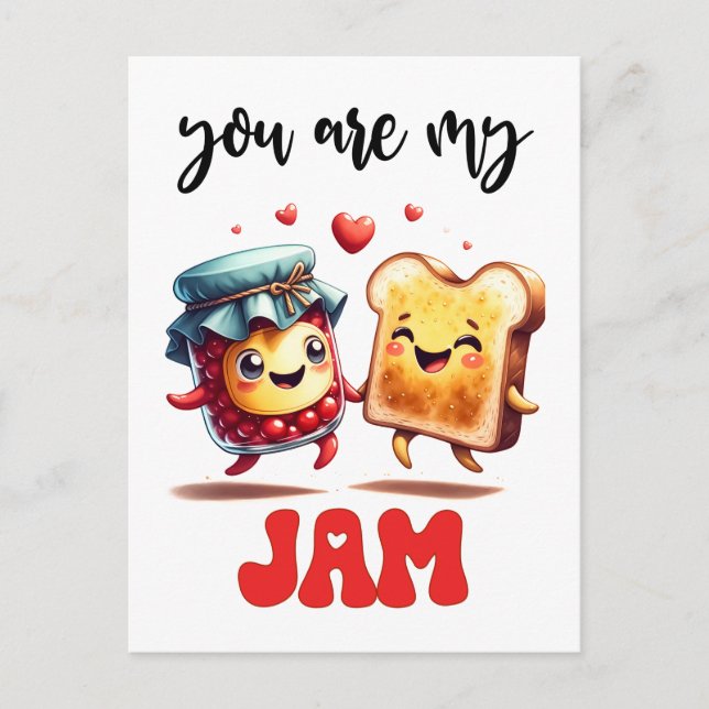 You Are My Jam Funny Punny Valentine Postcard (Front)