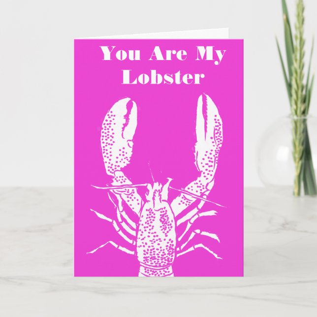 You Are My Lobster Bright Pink Valentines Day Card (Front)