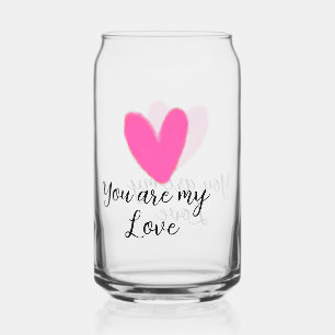 you are my love pink red heart watercolor kidretro can glass
