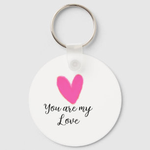 you are my love pink red heart watercolor kidretro keychain