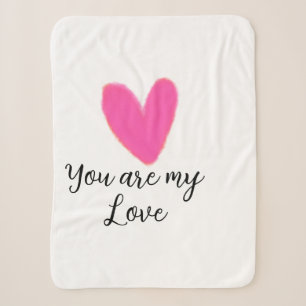you are my love pink red heart watercolor kidretro sherpa blanket