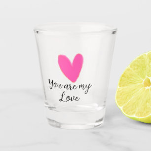 you are my love pink red heart watercolor kidretro shot glass