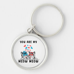 You Are My Meow Meow Couple Cat Valentine's Day Keychain