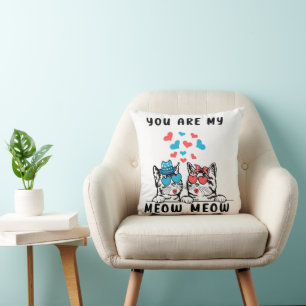 You Are My Meow Meow Couple Cat Valentine's Day Throw Pillow