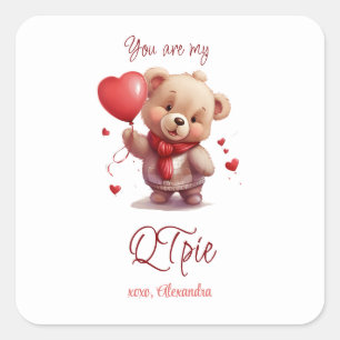 You are my QTpie Cute Teddy Bear Valentines Day Square Sticker