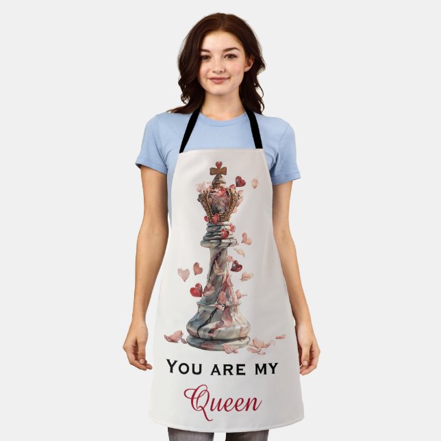 You Are My Queen Chess Valentine's Day Apron (Worn)