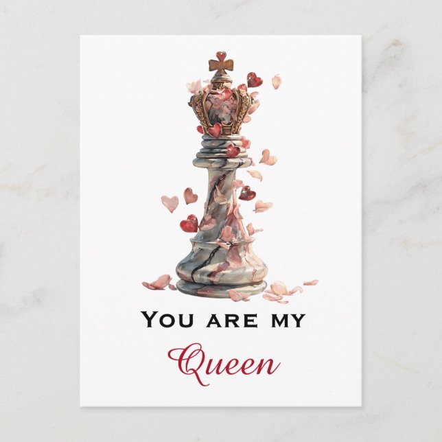 You Are My Queen Chess Valentine's Day Postcard (Front)