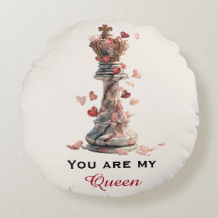 You Are My Queen Chess Valentine's Day Round Pillow