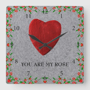 You are my rose square wall clock
