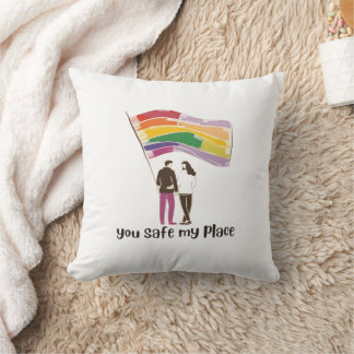 You Are My Safe Place – LGBTQ Pride Love Sticker Throw Pillow