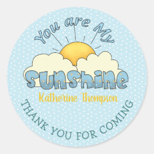 You Are My Sunshine Baby Boy Shower Classic Round Sticker