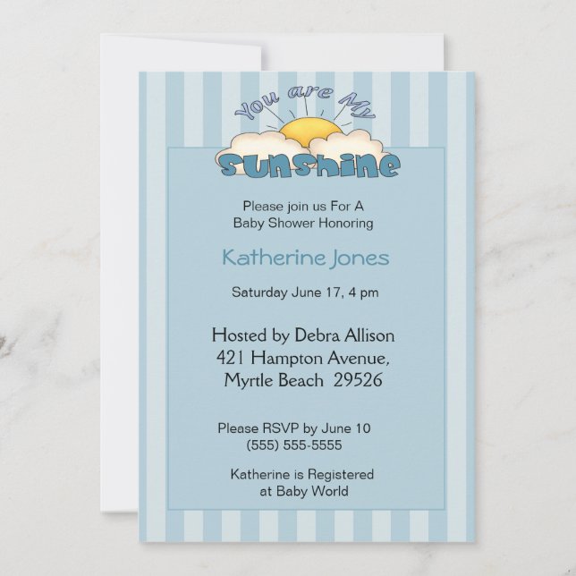 You Are My Sunshine Baby Shower Invitation (Front)