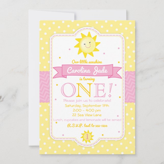 You are My Sunshine Birthday Invitation (Front)