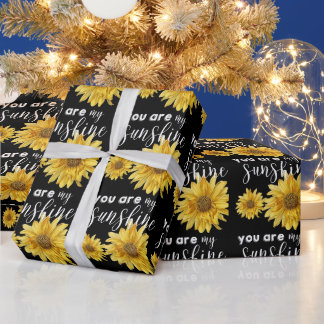 You Are My Sunshine Black and Bright Sunflower Wrapping Paper
