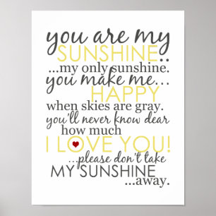 You Are My Sunshine - Blanc - Affiche
