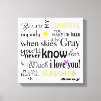 You are my Sunshine Canvas Word Art