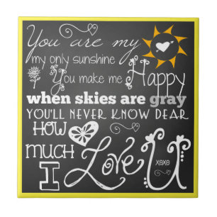You Are My Sunshine Chalkboard Look CeramicTile Tile