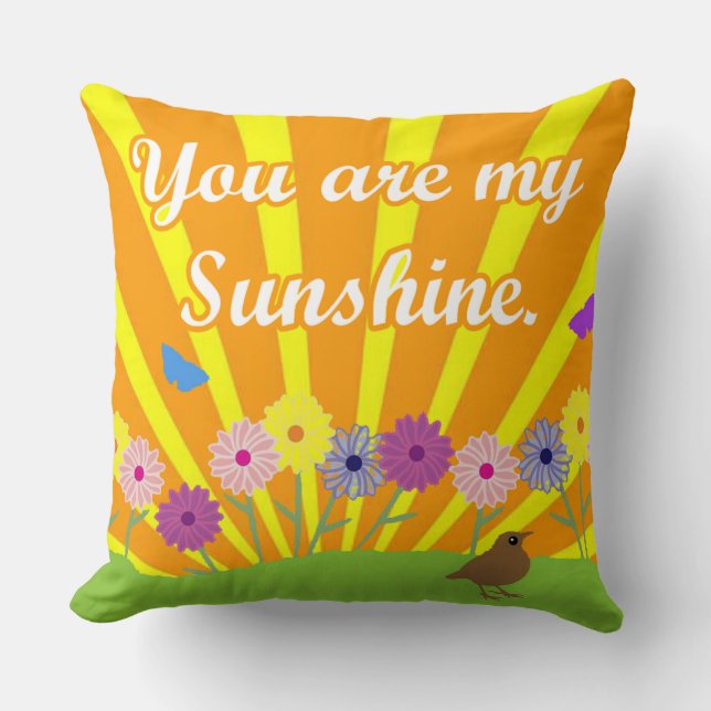 You Are My Sunshine Cute Throw Pillow (Front)