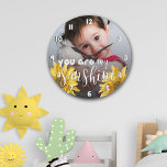 You Are My Sunshine Cute Yellow Sunflower Photo Large Clock<br><div class="desc">You Are My Sunshine Cute Yellow Sunflower Photo Large Wall Clock  . A Gift for kids this Holiday season. Customize the clock by uploading a photo. For any further customization ,  feel free to contact me at mypaperlove2021@gmail.com</div>