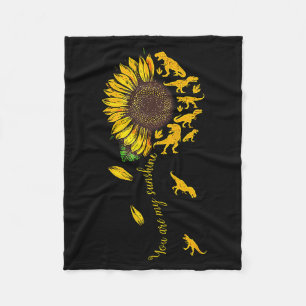 You Are My Sunshine Dinosaur T-rex Sunflower  Fleece Blanket