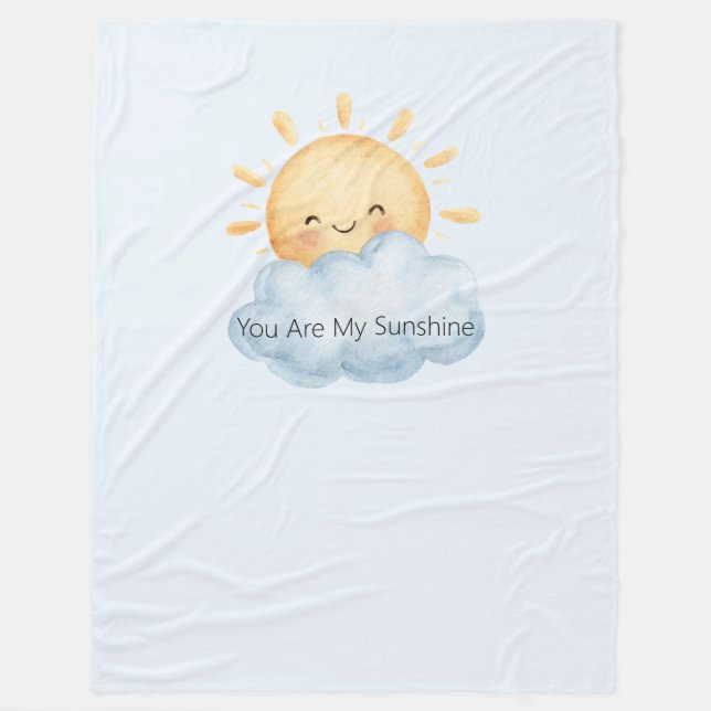 You Are My Sunshine Happy Sun Cloud Fleece Blanket (Front)