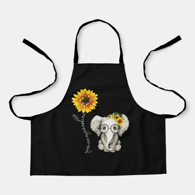 You Are My Sunshine Hippie Sunflower Elephant Apron (Front)
