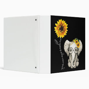 You Are My Sunshine Hippie Sunflower Elephant Binder