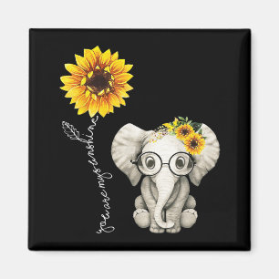 You Are My Sunshine Hippie Sunflower Elephant Gift Magnet