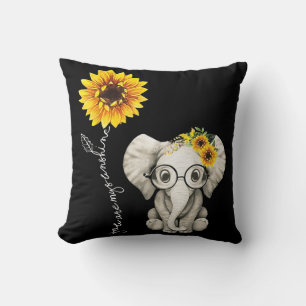 You Are My Sunshine Hippie Sunflower Elephant Gift Throw Pillow