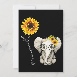 You Are My Sunshine Hippie Sunflower Elephant Invitation