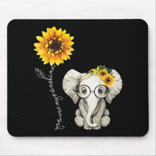 You Are My Sunshine Hippie Sunflower Elephant Mouse Pad