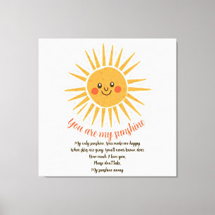 You are my sunshine lyrics  canvas print