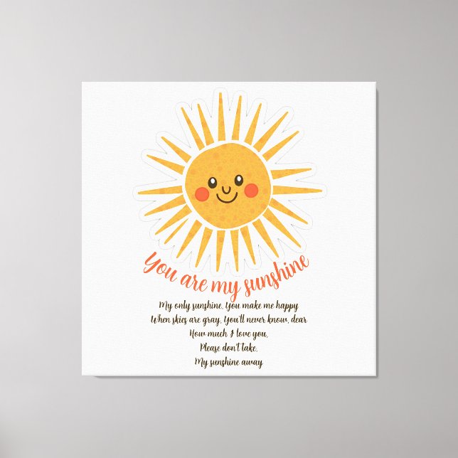 You are my sunshine lyrics  canvas print (Front)