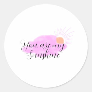 you are my sunshine pink purple sun rays clouds classic round sticker