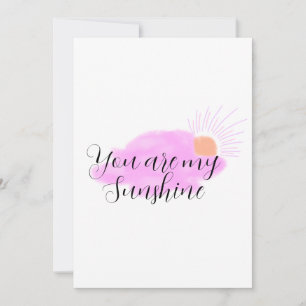 you are my sunshine pink purple sun rays clouds invitation