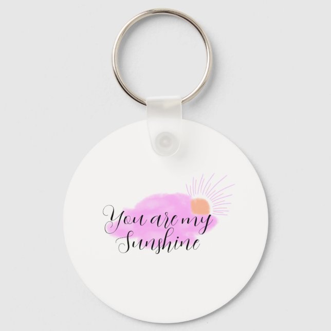 you are my sunshine pink purple sun rays clouds keychain (Front)