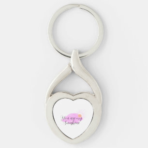 you are my sunshine pink purple sun rays clouds keychain
