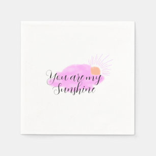 you are my sunshine pink purple sun rays clouds napkin